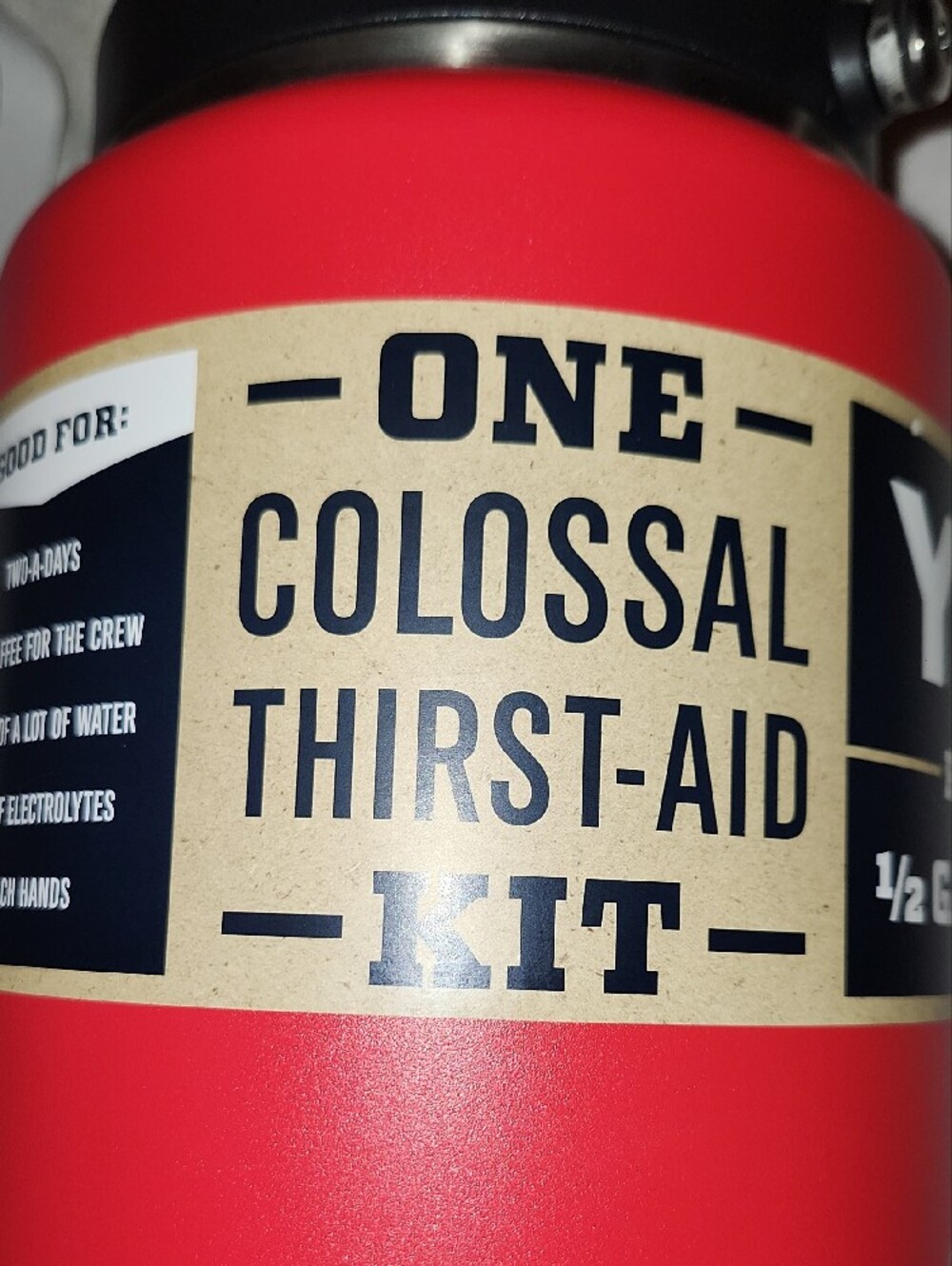 Yeti Rambler 1/2 Gallon Jug - Rescue Red with Black Lid - Picture 3 of 7